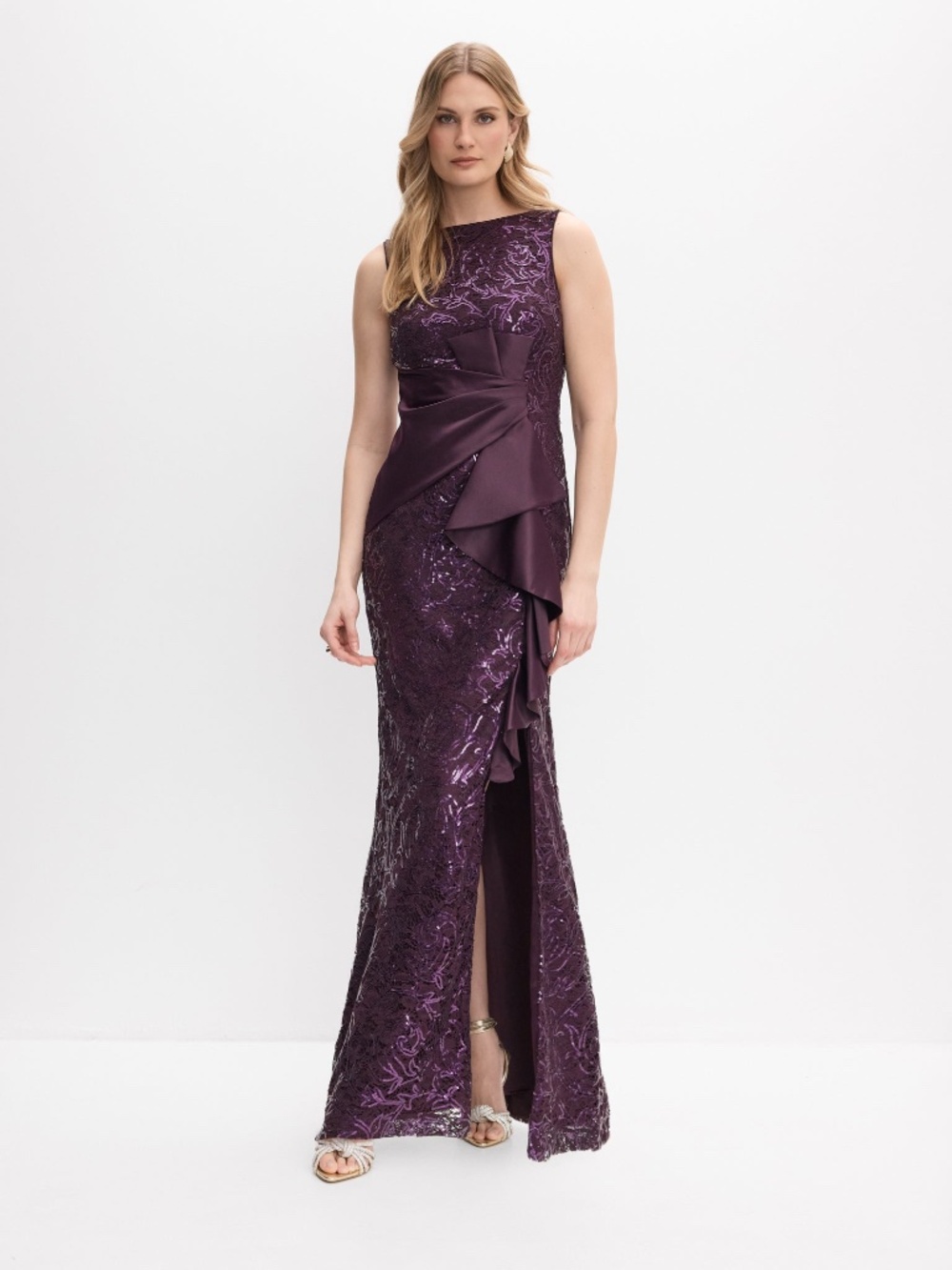 NWT Sequin Ruffle Detail Gown Retail $398